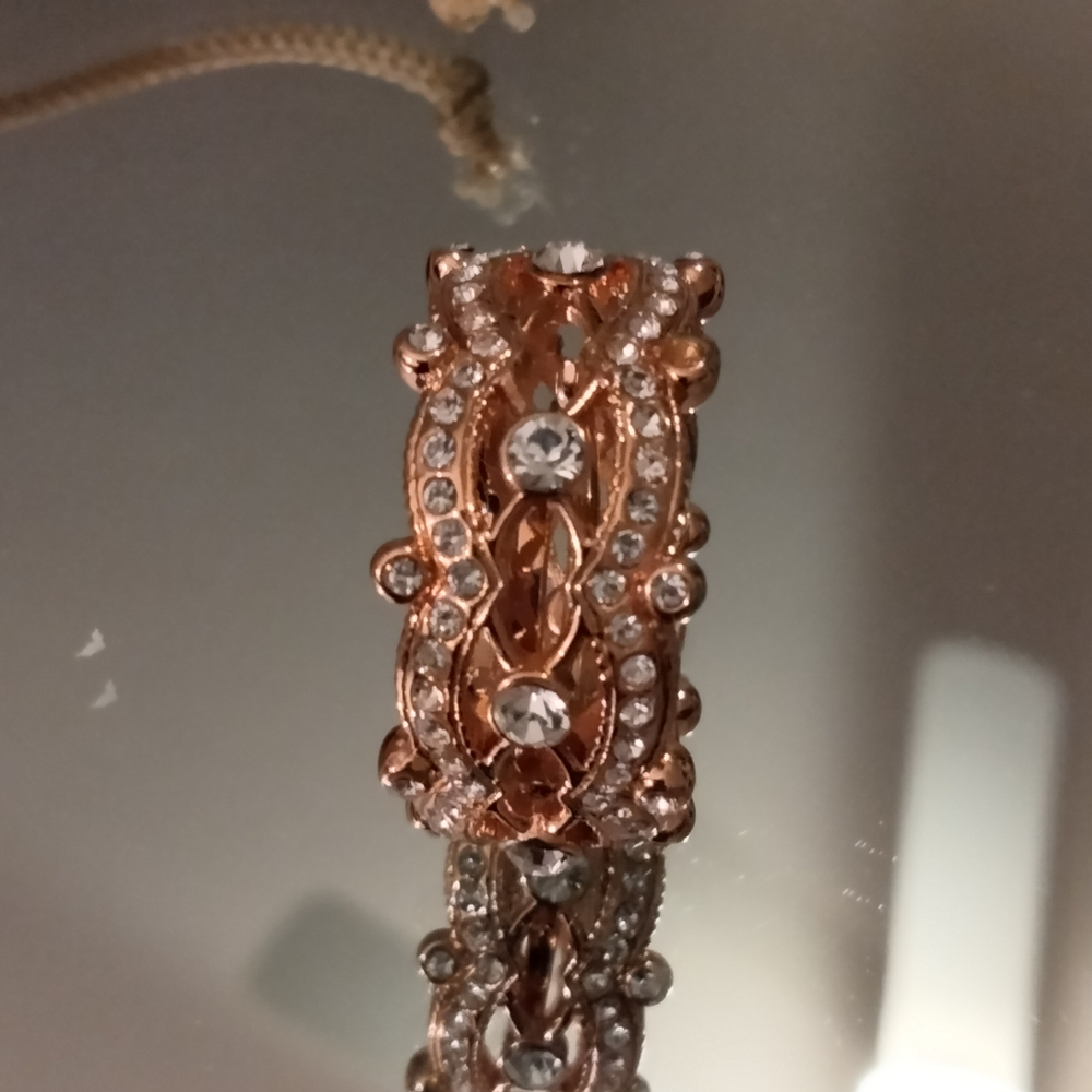 Ring Cocktail Eternity Rose Gold Pave Vermeil Two Rows Crystal